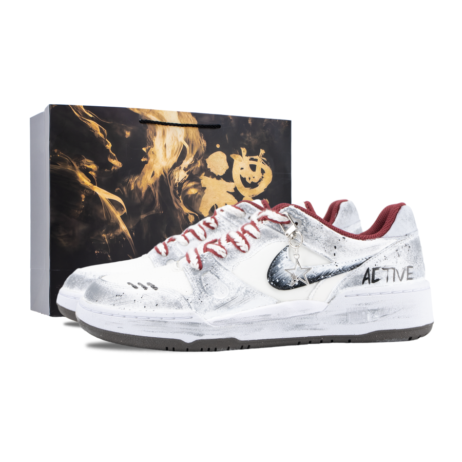 Nike Nike Full Force Star Trail Remnants Abrasion Resistant Lightweight Low top Skateboard Shoes Men's Black White Gray