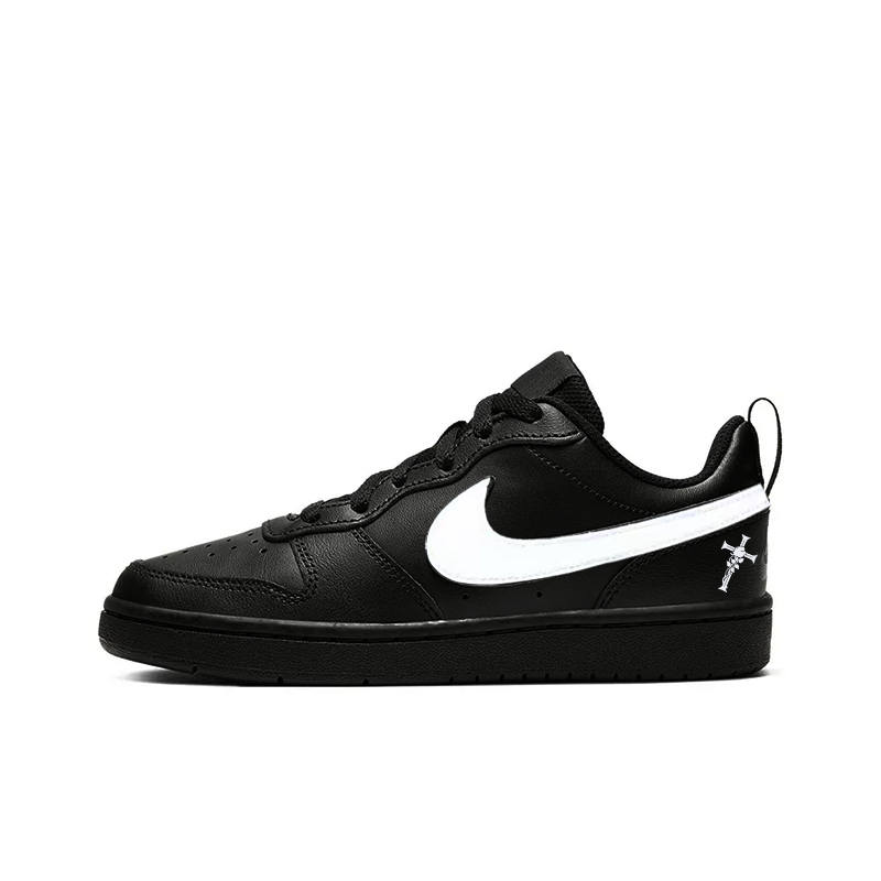 Nike Nike Court Borough Synthetic Leather Low top Skateboard Shoes Black White Rose Cross Nun