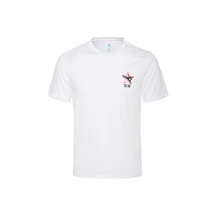Converse T Shirts Men's White Crew Neck Moderate Straight Fit