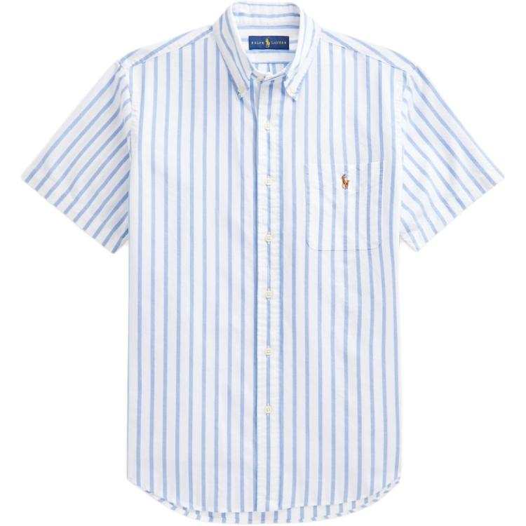 Polo Ralph Lauren Shirts Men's Blue With White Lettering Pointed Collar Moderate Other