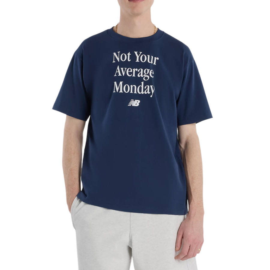New Balance New Balance T Shirts Men's Marine Blue & Blue Crew Neck Moderate