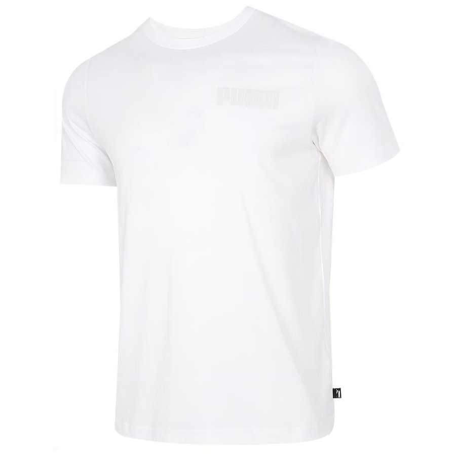 PUMA T Shirts Men's White Crew Neck Moderate Straight Fit