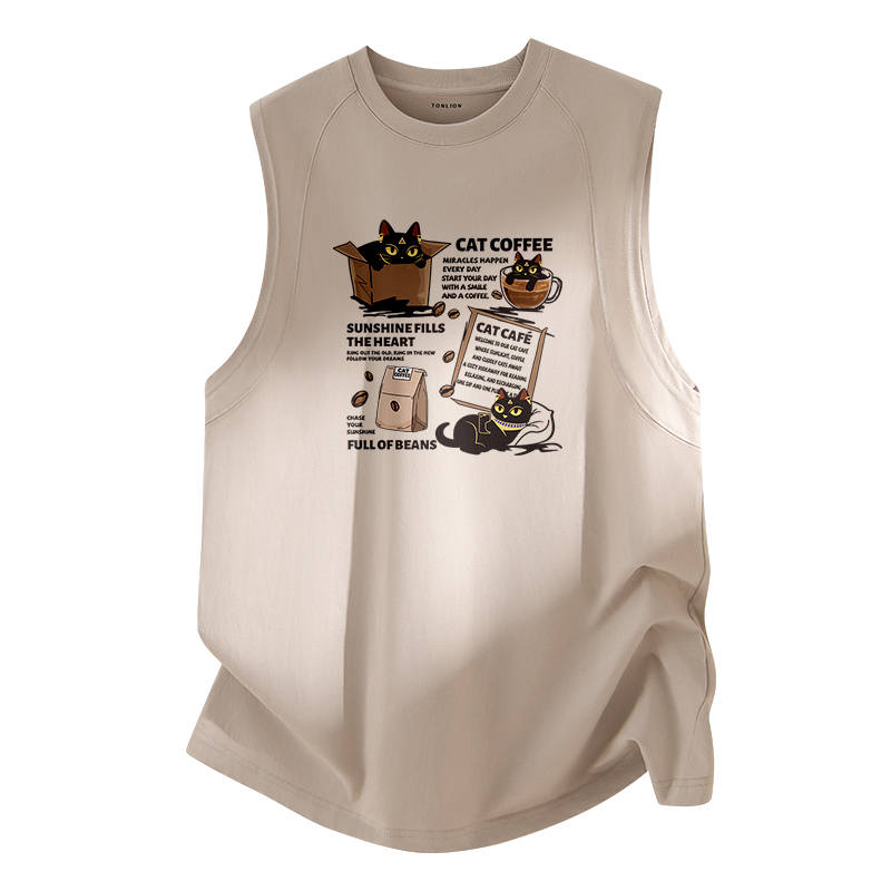 Tonlion Tank Tops Unisex Crew Neck Thin Straight Fit