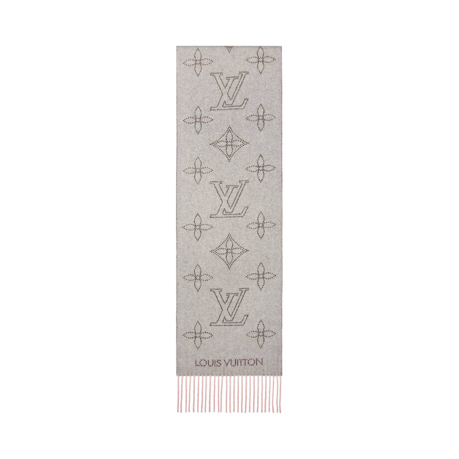 LOUIS VUITTON Mulberry Silk Cashmere Sheep Wool Knit Scarves Women's Pink
