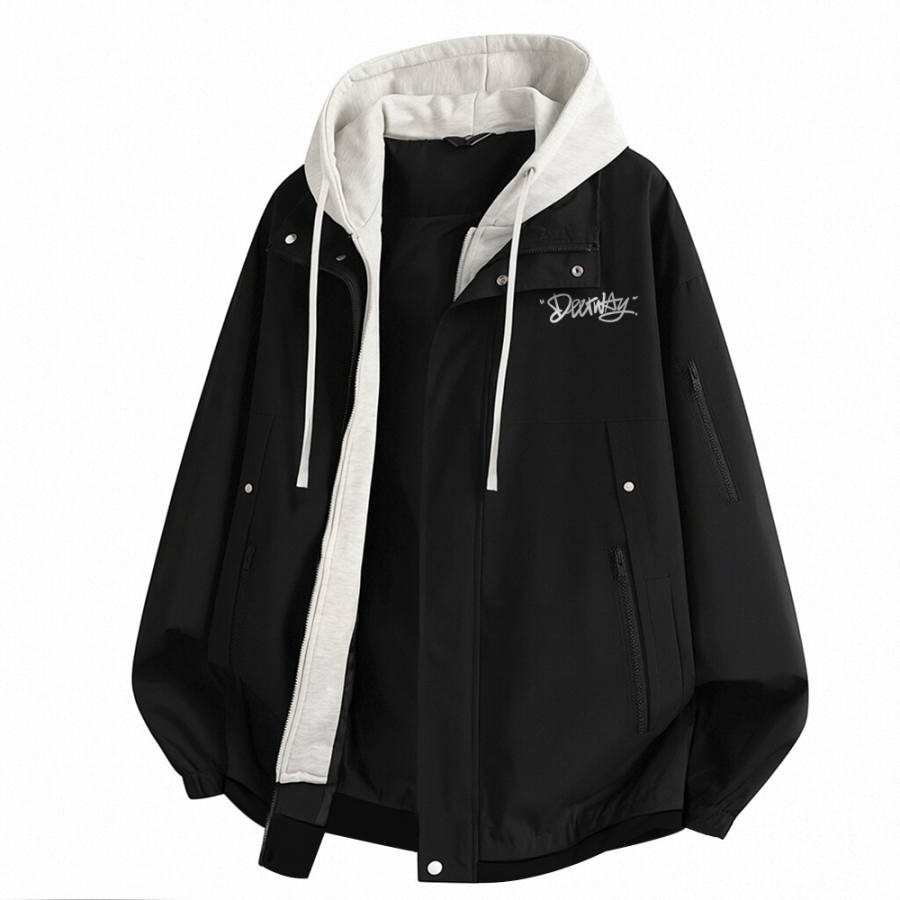 DEERWAY Jackets Unisex Detachable Hood Moderate Mock Two Piece