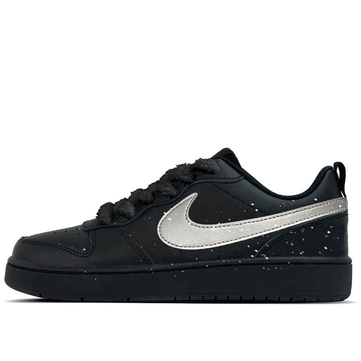Nike Nike Court Borough Leather Low top Kids' Skateboarding Shoes Black Silver Teenagers