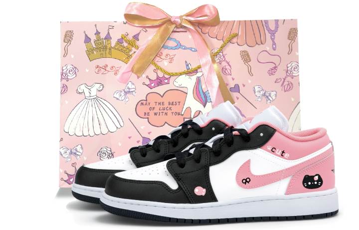 Jordan Jordan Air Jordan 1 Low top Children's Basketball Shoes White Pink Unisex