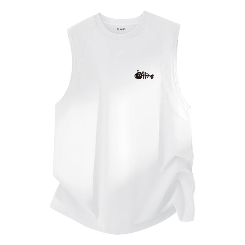 Tonlion Tank Tops Unisex Crew Neck Thin Straight Fit
