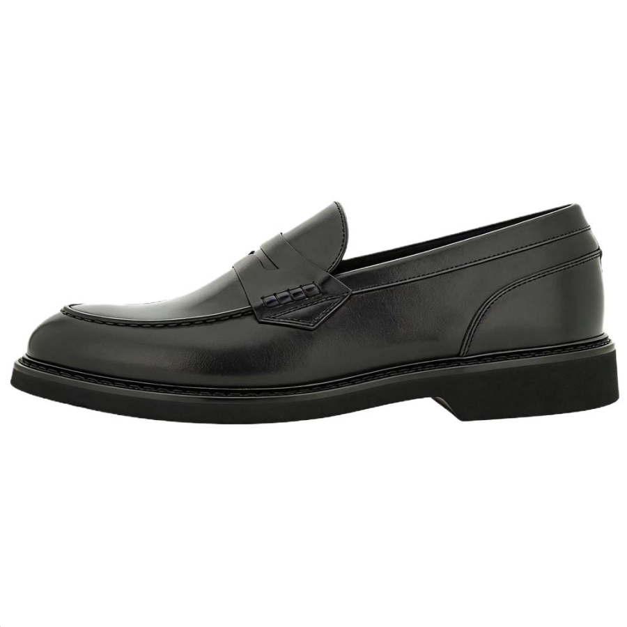 Canali Calfskin Loafers Men's Black