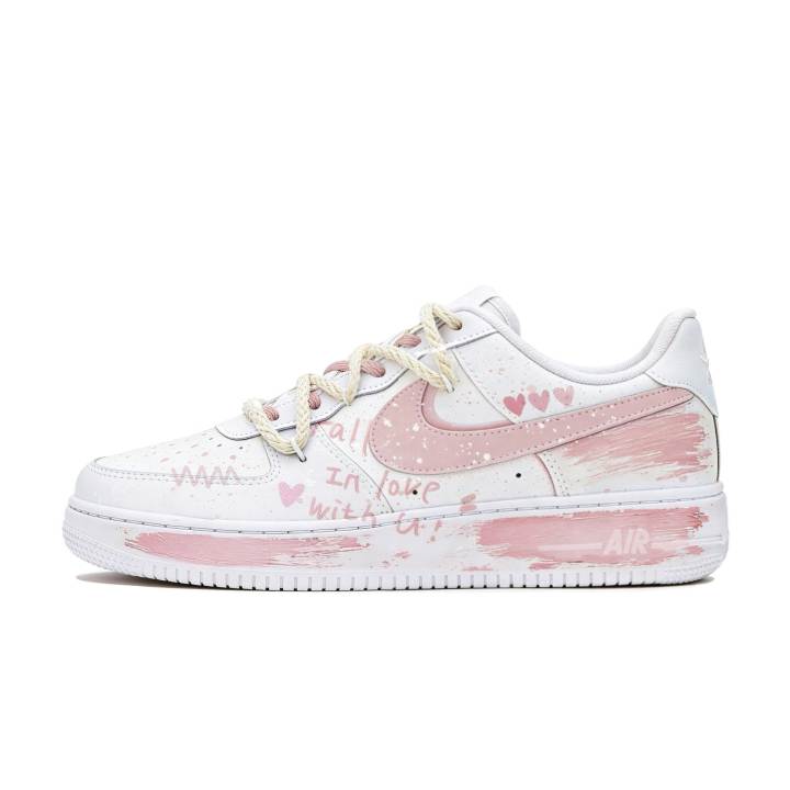 Nike Nike Air Force 1 Graffiti Heart, Urban Chic Style, Trendy Couple Hand Drawn Slip Resistant Skateboard Shoes Unisex