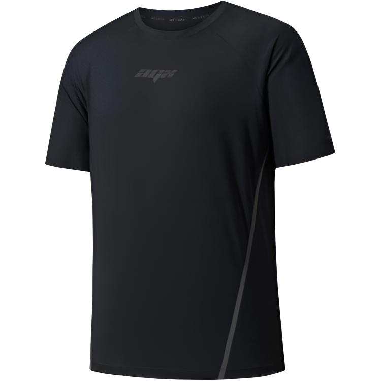 ANTA T Shirts Men's Black Crew Neck Moderate Straight Fit