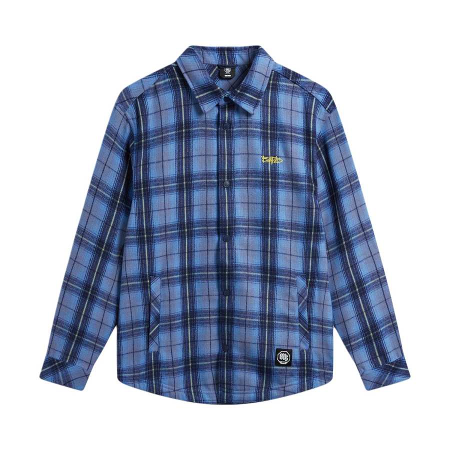 Li-Ning Li Ning Shirts Men's Dark Ship Blue Plaid Set Lapel Moderate Shirt