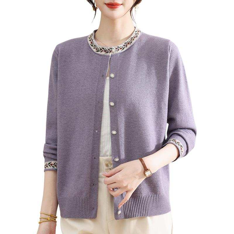 Hodo Knitwear Women's Crew Neck Moderate Cardigan