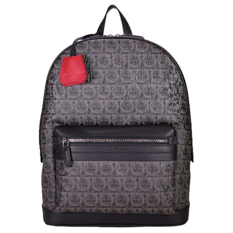 Ferragamo FERRAGAMO Monogram PU Backpack Men's Black Gray