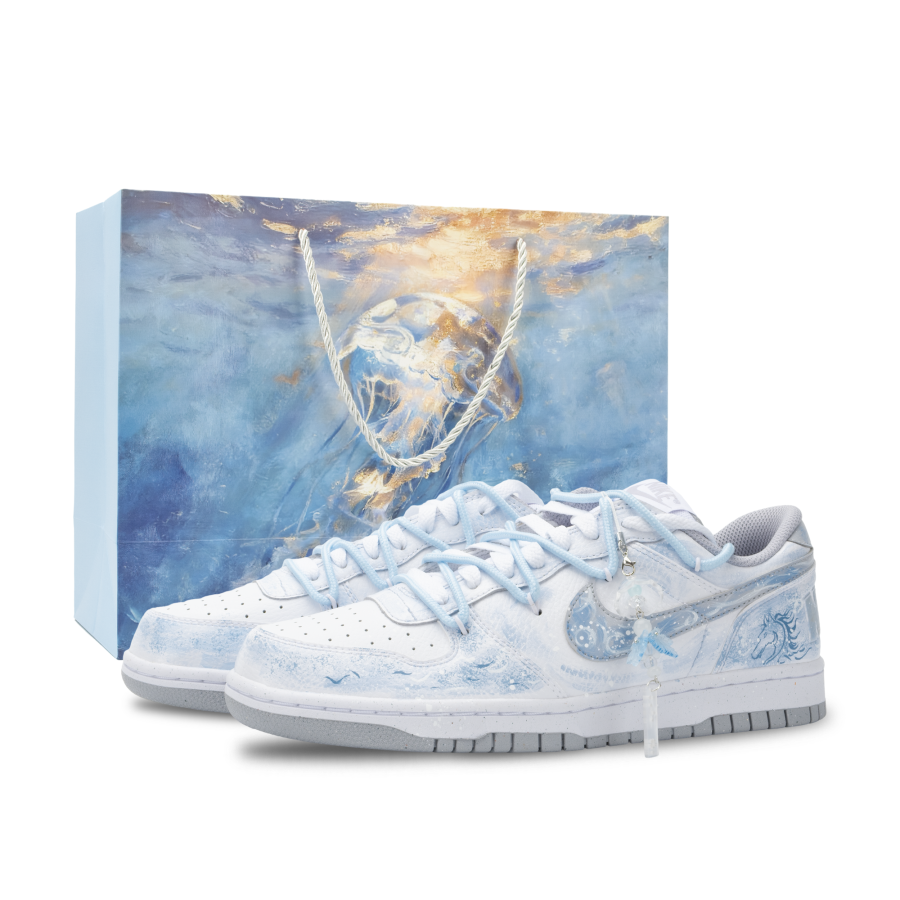 Nike Nike Big Monster Lab, Lingling Low top Skateboard Shoes Men's White Blue Gray
