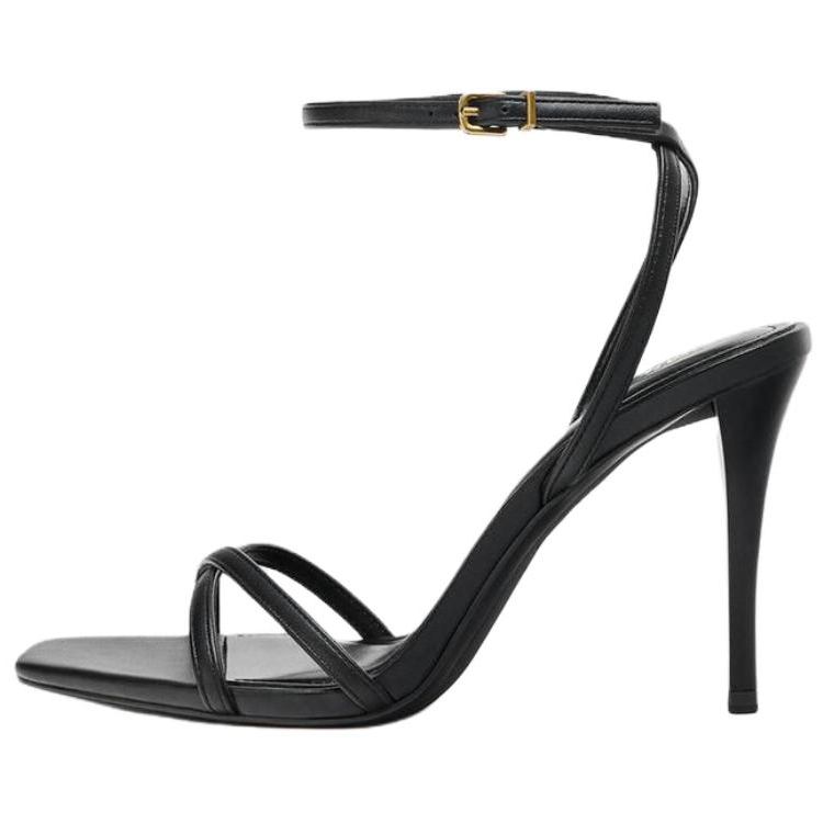 ZARA Pu One Strap Sandals 9.5cm Women's Black