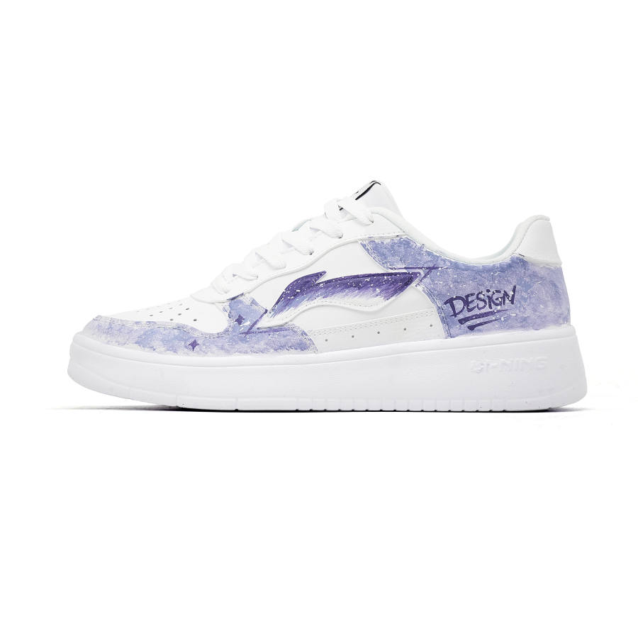 Li-Ning Li Ning Floating Boat Violet Synthetic Leather Breathable And Slip Resistant Low top Skateboard Shoes Unisex