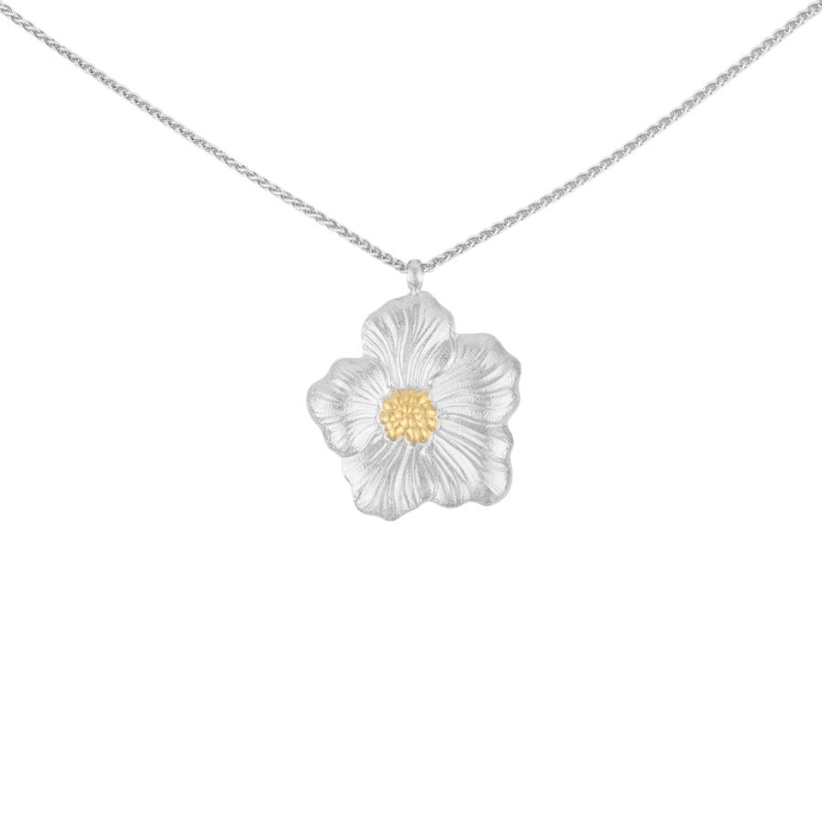 BUCCELLATI BLOSSOMS Gardenia 925 Sterling Silver Rhodium Plated, Gold Plated Necklaces Women's