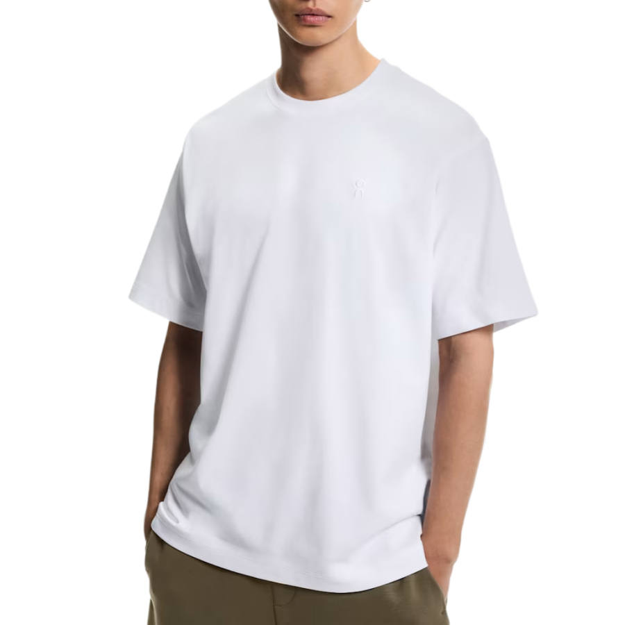 On T Shirts Men's White Crew Neck Thickened Straight Fit