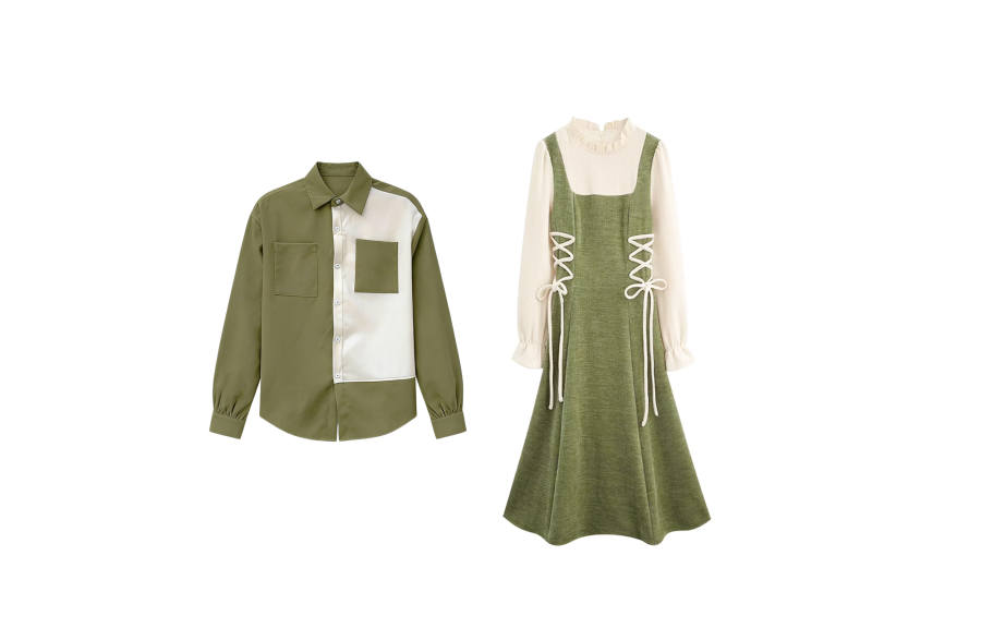 TUSHIFEI Couple Sets Women's Polo Collar Moderate Mid Length