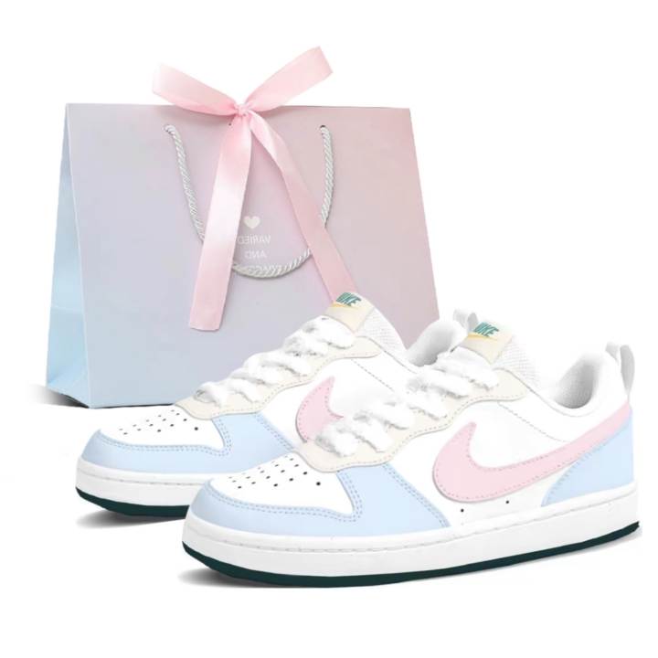 Nike Nike Court Borough Skateboard Shoes Women's Low Top White, Pink, Blue