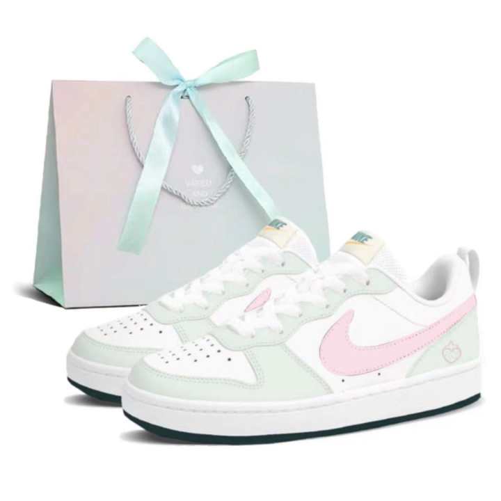 Nike Nike Court Borough Skateboard Shoes Women's Low Top White, Mint Green, Pink