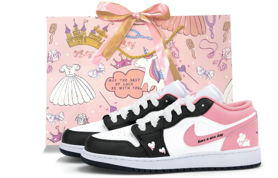 Jordan Jordan Air Jordan 1 Low top Children's Basketball Shoes White Pink Unisex