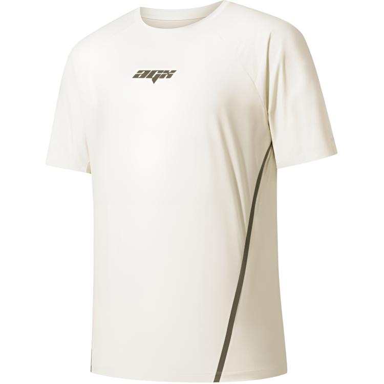 ANTA T Shirts Men's Beige Yellow/Asphalt Gray Crew Neck Moderate Straight Fit