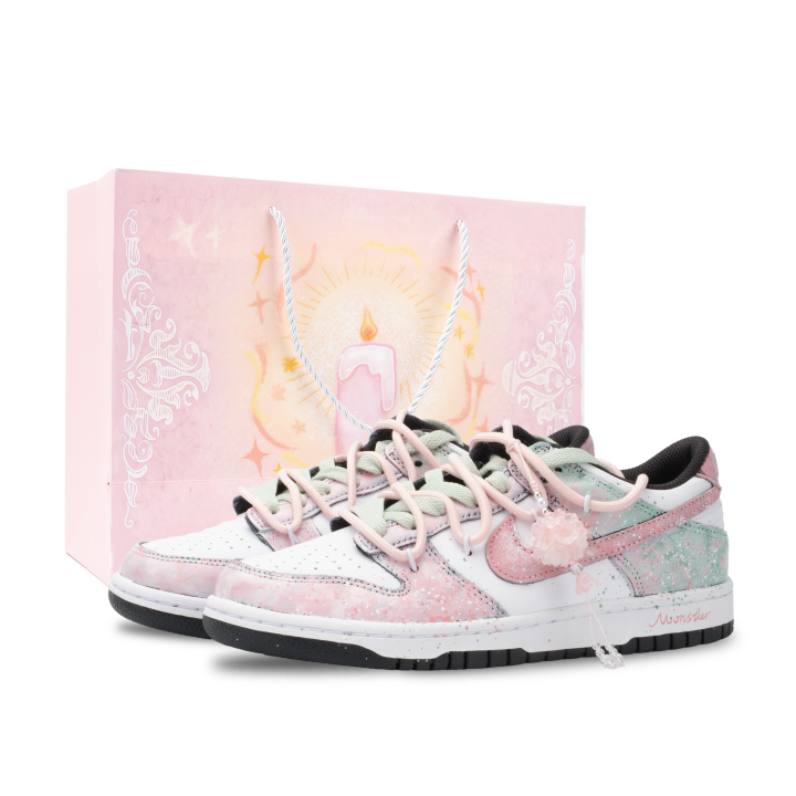 Nike Nike Dunk Monster Lab, Spring Feast Slip Resistant Abrasion Resistant Low top Skateboard Shoes Unisex Pink Green