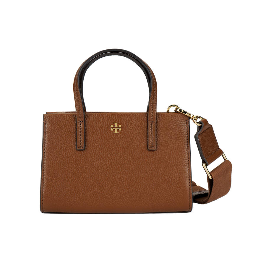 TORY BURCH Pebbled Leather Tote Bag, Shopping Bag, Handbag Mini Women's Brown