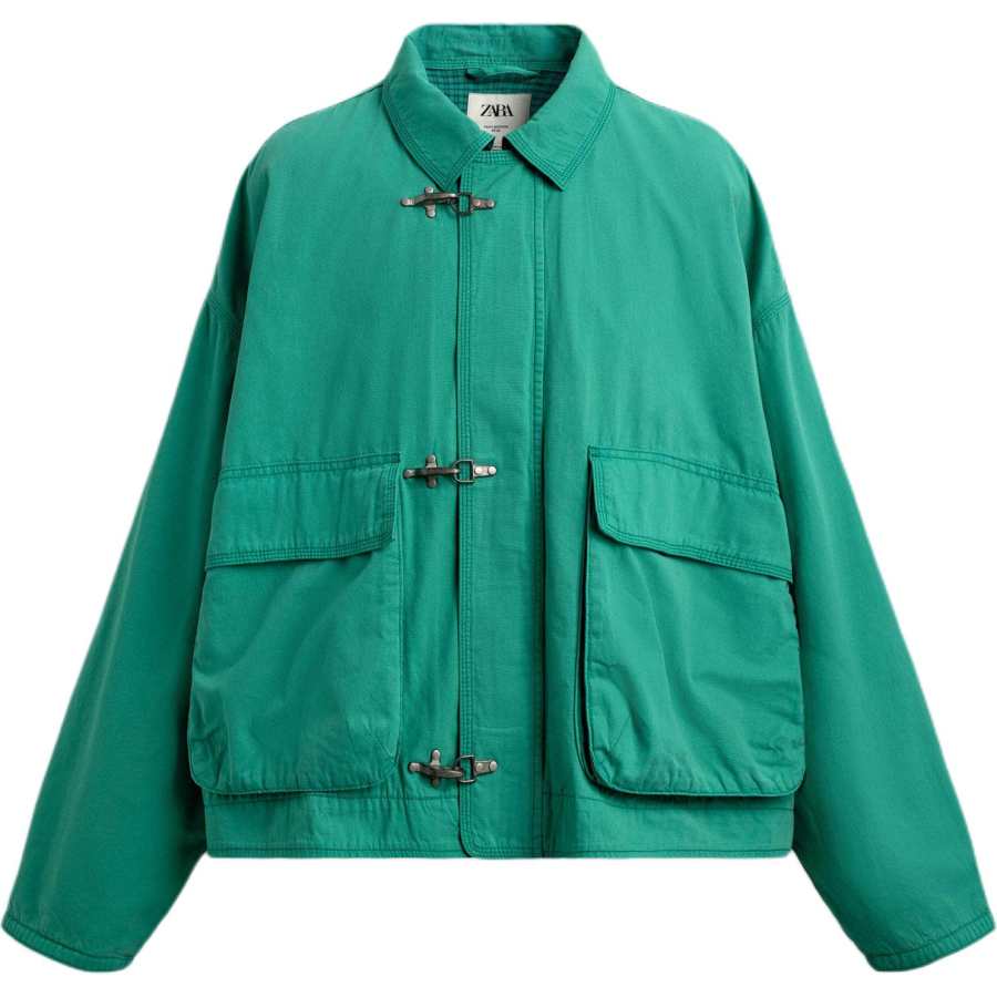 ZARA Jackets Unisex Lake Green Lapel Moderate Other