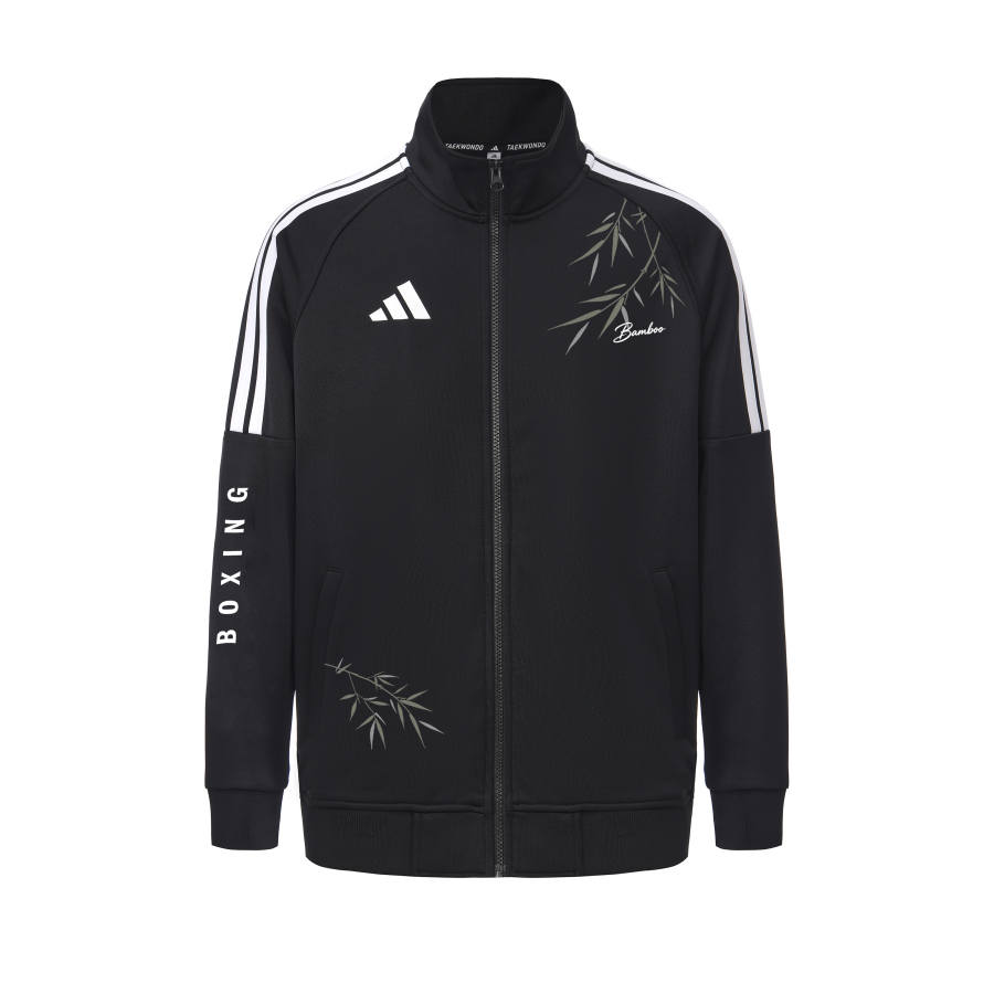 Adidas Adidas Jackets Unisex Black With White Stripes Stand Collar Moderate Other