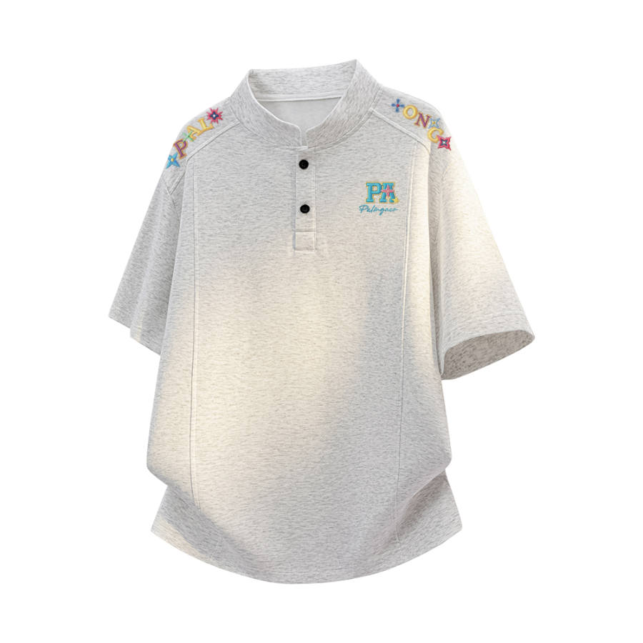 PAL ONGACO T Shirts Unisex Henry Collar Moderate Heavyweight