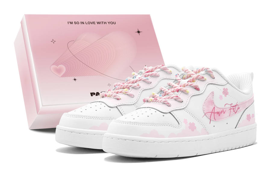Nike Nike Court Borough Couple's, Romantic Favor, Pink Cherry Blossom Dance, Soft, Ladylike, Sweet And Cute Low top