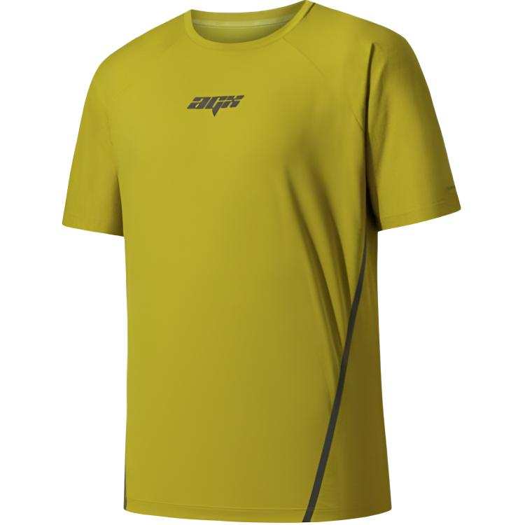 ANTA T Shirts Men's Curry Yellow/Wolf Smoke Gray Crew Neck Moderate Straight Fit