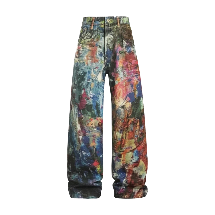 FINDSME GAGA Jeans Women's Blue Moderate Wide Leg Pants