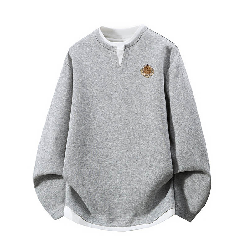 Tonlion Sweatshirts Unisex Crew Neck Moderate Mock Two Piece