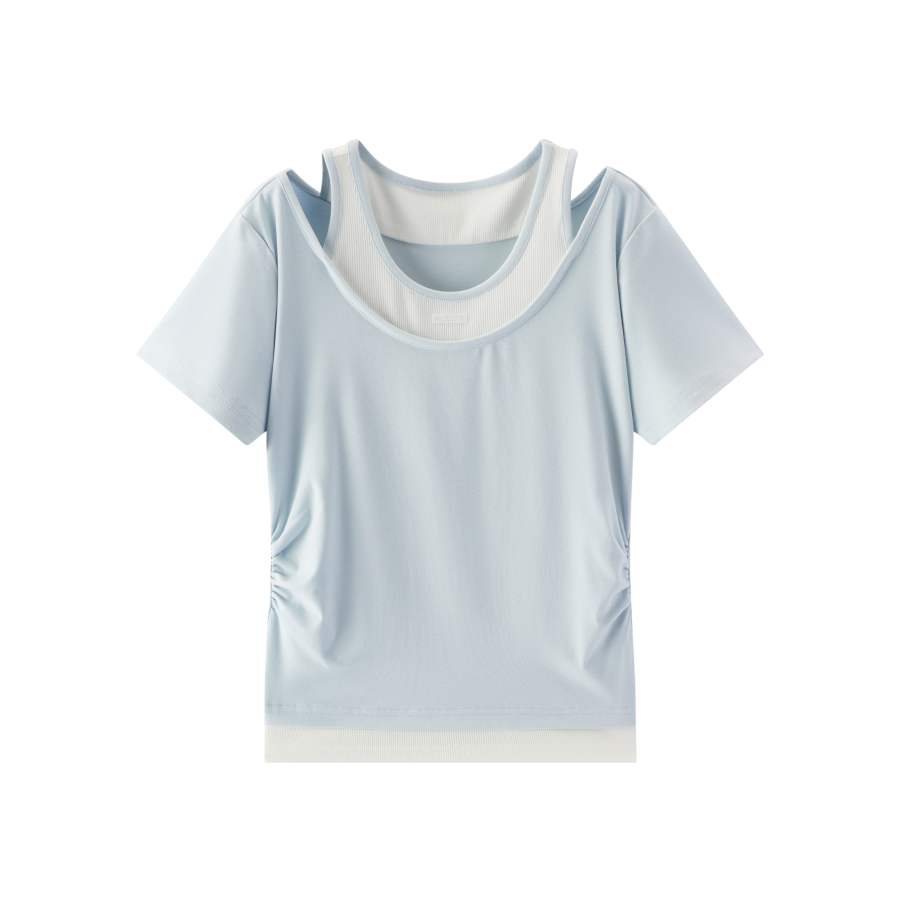 Semir T Shirts Women's Crew Neck Moderate Mock Two Piece