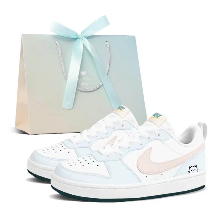 Nike Nike Court Borough Skateboard Shoes Women's Low Top White, Pink, Blue