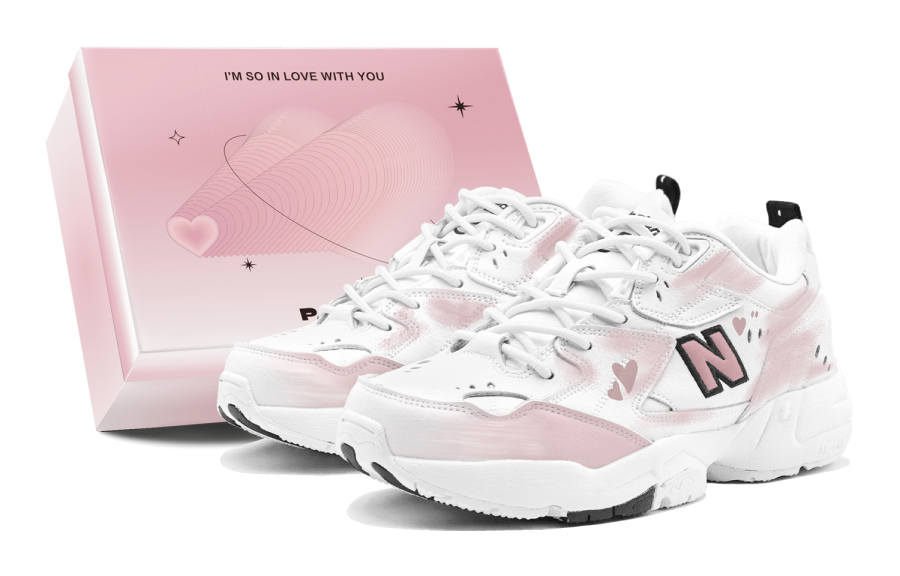 New Balance New Balance NB 608 V1 Romantic Favor, Pink Mist Heart, Hand Drawn Graffiti, Cushioning, Slip Resistant Low top