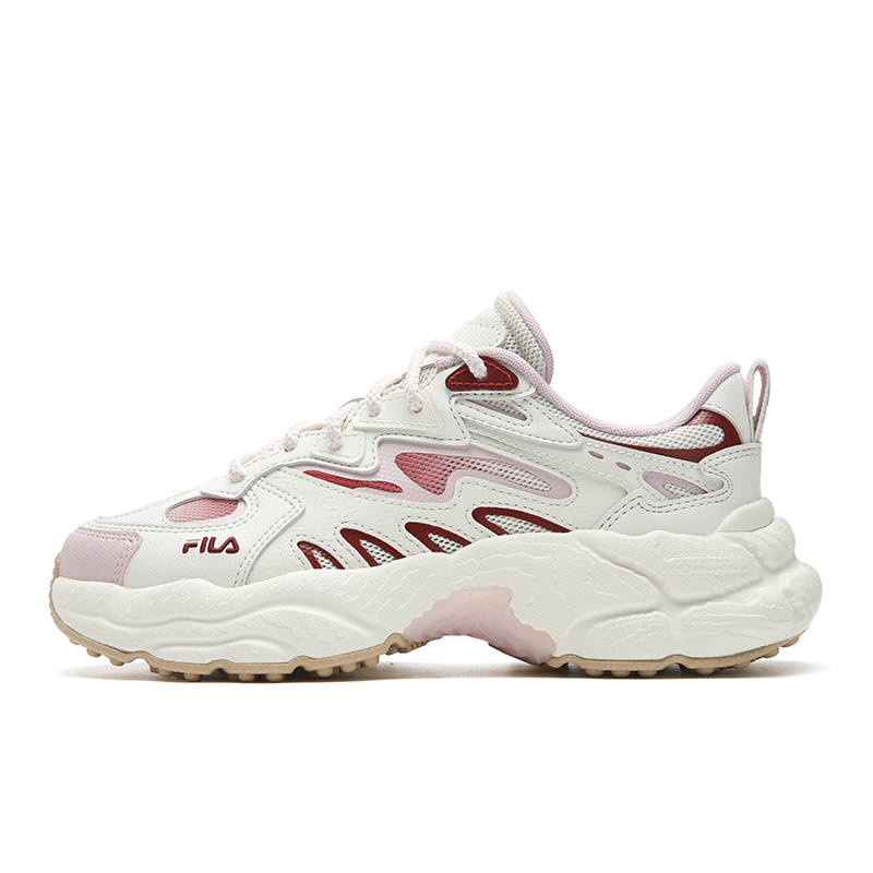 FILA FERN Abrasion Resistant, Breathable, Lightweight Low top Chunky Sneakers Women's White Pink