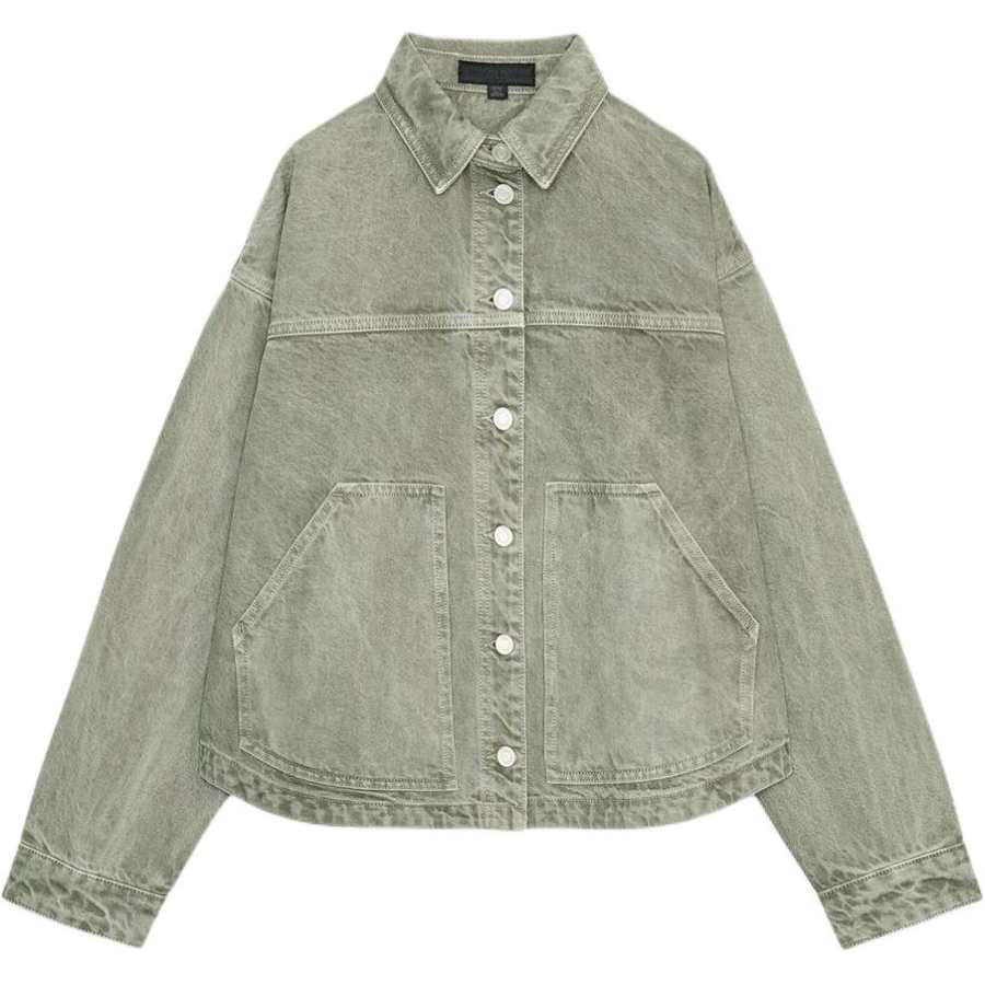 ZARA Denim Jackets Women's Khaki Lapel Moderate Other