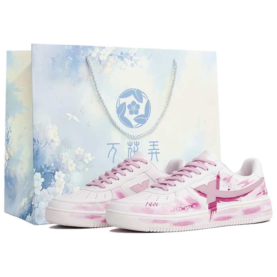 XTEP Air Force 1 Kaleidoscope, Sakura Flash, Shopping Bag Abrasion Resistant Lightweight Low top Skateboard Shoes