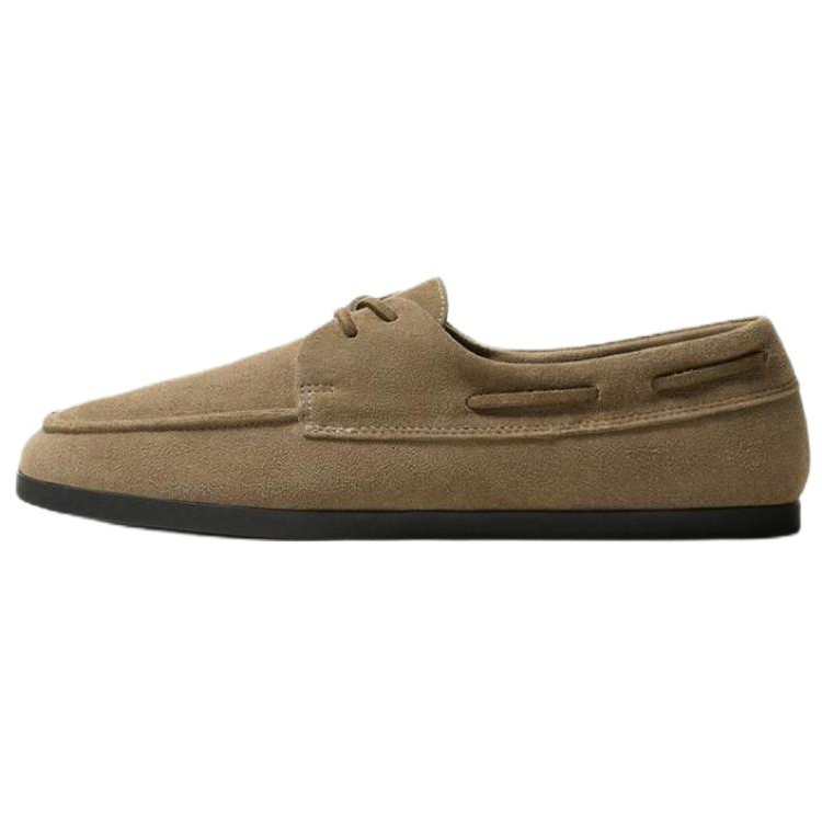 ZARA Leather Boat Shoes Men's Taupe