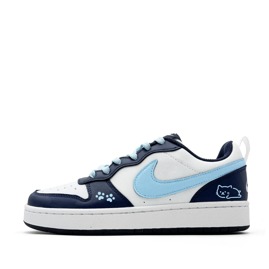 Nike Nike Court Borough Meow Claw Synthetic Leather Abrasion Resistant Low top Kids' Skateboarding Shoes Blue Teenagers
