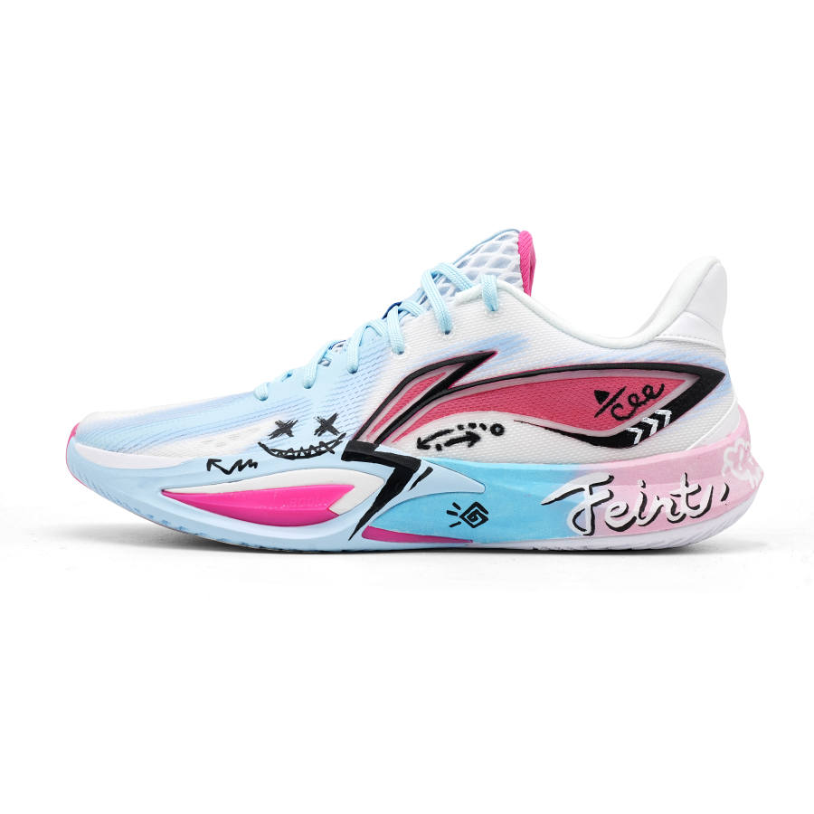Li-Ning Li Ning Speed 3 Cushioning Abrasion Resistant Low top Basketball Shoes Men's Blue Pink White
