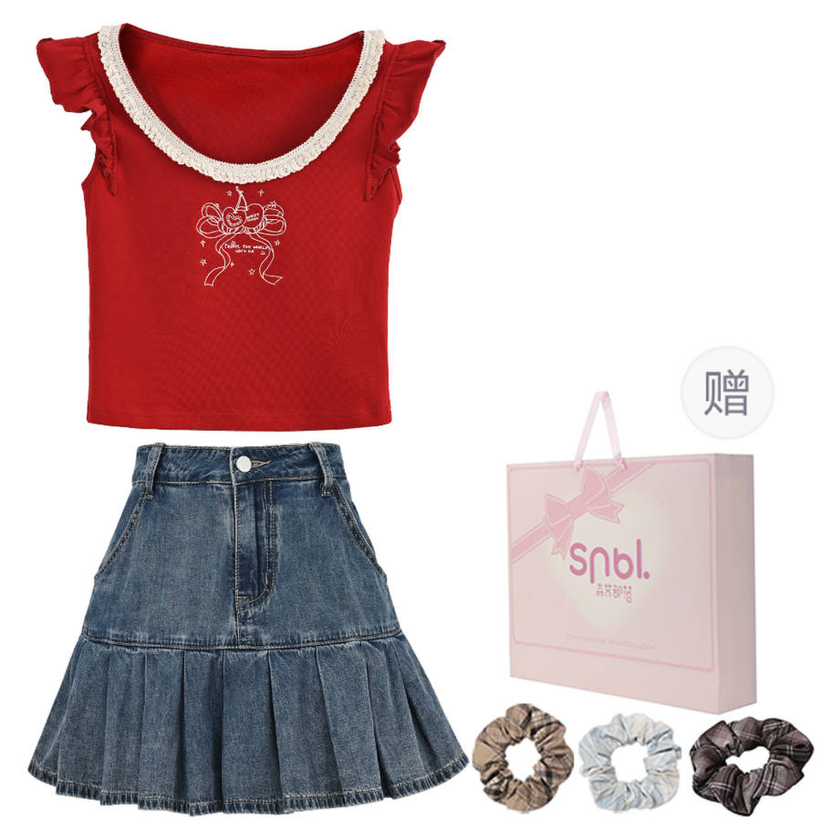 SNBL Two Piece Skirt Sets Women's Crew Neck Moderate Short
