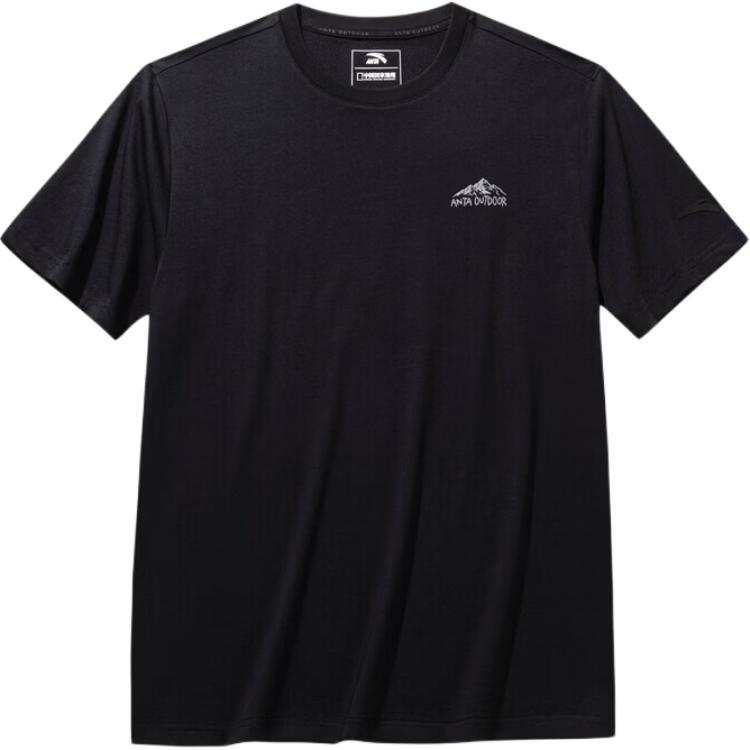 ANTA T Shirts Men's Black Crew Neck Moderate Straight Fit