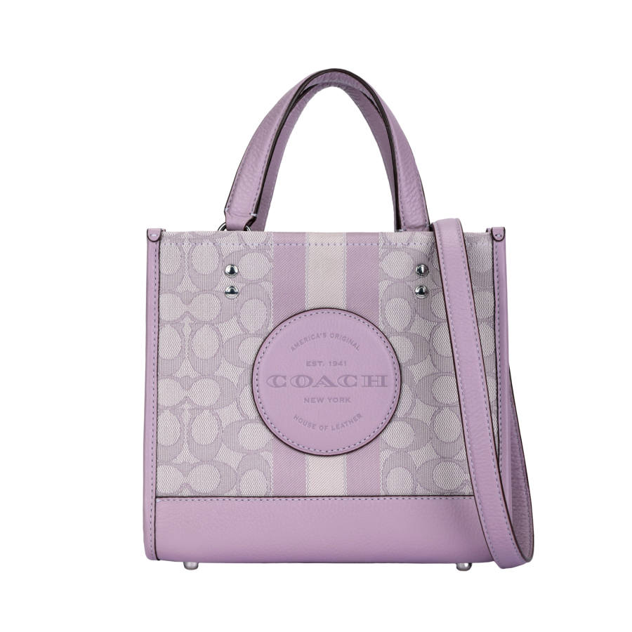 COACH Dempsey Fabric With Cow Leather Tote Bag, Shopping Bag, Shoulder Bag, Crossbody Bag, Handbag Small Women's