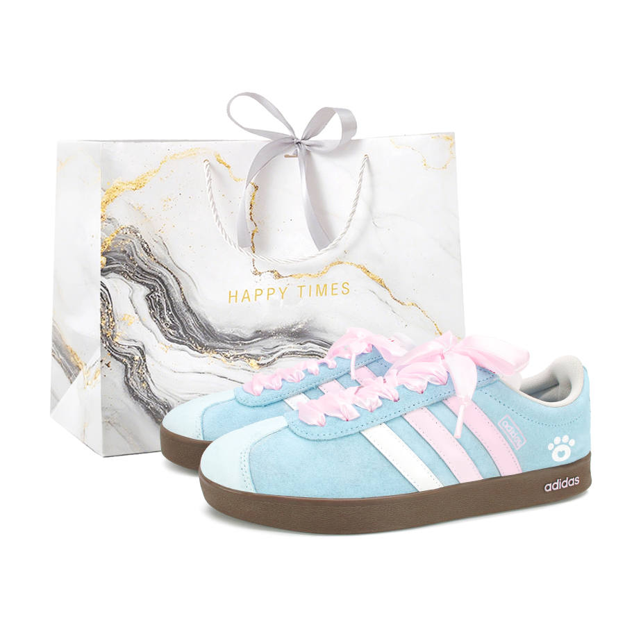 Adidas Adidas VL COURT 2.0 Abrasion Resistant Low top German Army Trainers Unisex Blue Pink